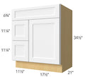 Vanity Sink w/Drawers on left 30 W X 34-1/2 H X 21 D - Luna by Fabuwood