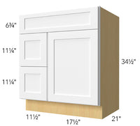 Vanity Sink w/Drawers on left 30 W X 34-1/2 H X 21 D - Luna Oak by Fabuwood