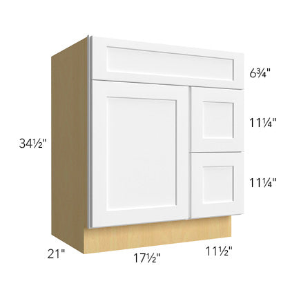 Vanity Sink w/Drawers on right 30 W X 34-1/2 H X 21 D - Nexus by Fabuwood