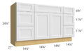 Vanity Sink w/Drawers for single sink 60 W X 34-1/2 H X 21 D - Fusion by Fabuwood