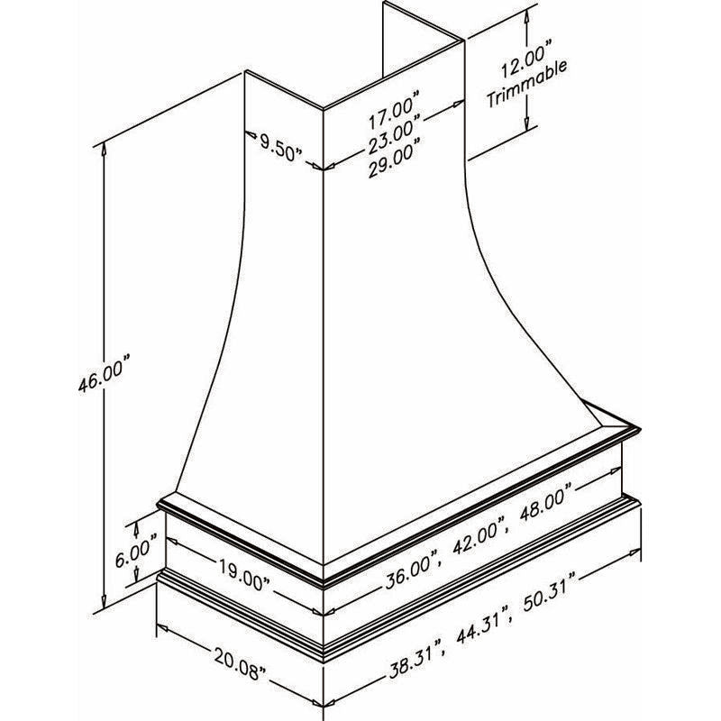 Artisan Range Hood 42" Width Red Oak
