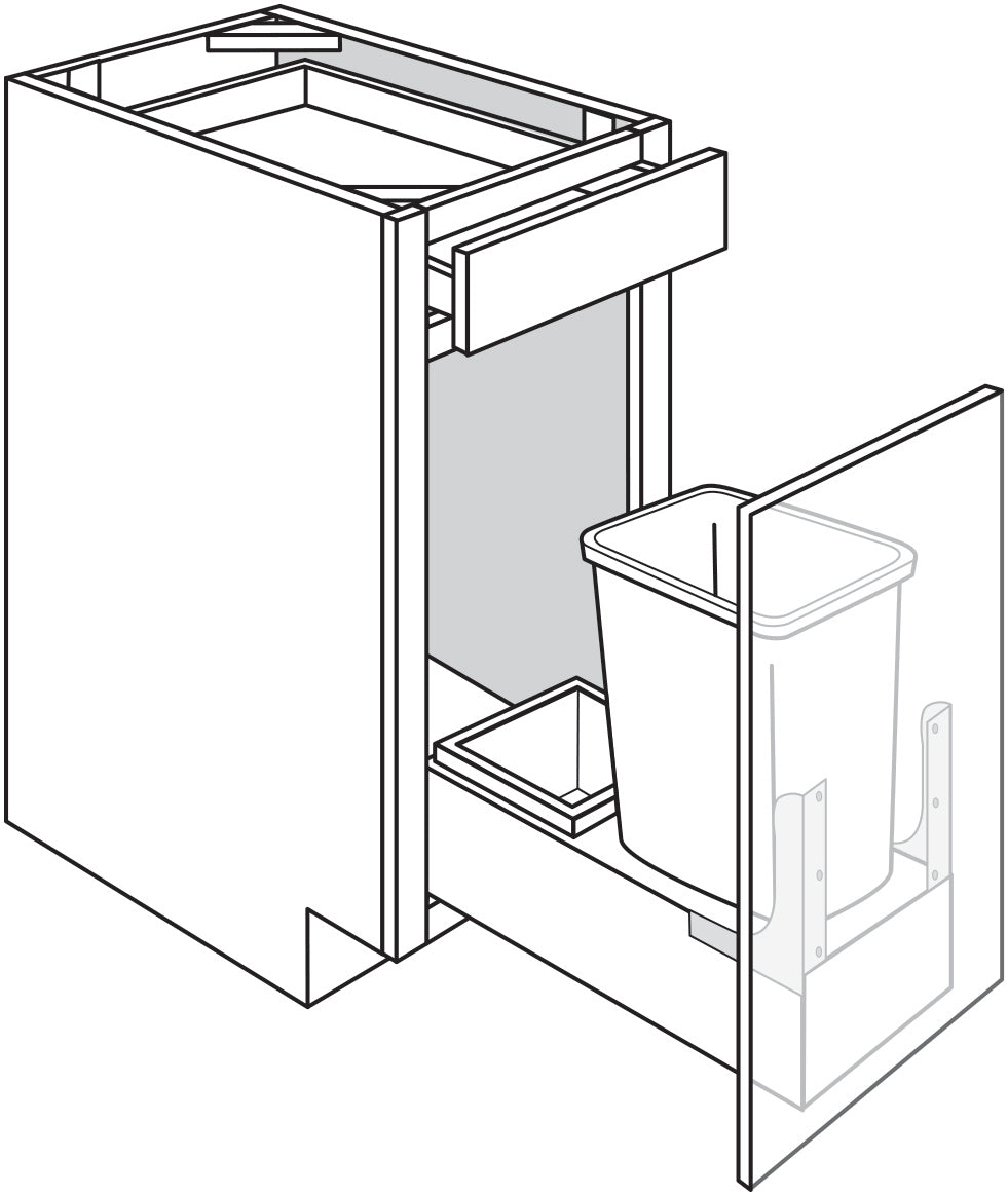 Base w\ Trash pullout & door mount kit 15 W X 34-1\2 H X 24 D - Upton Slab by JSI