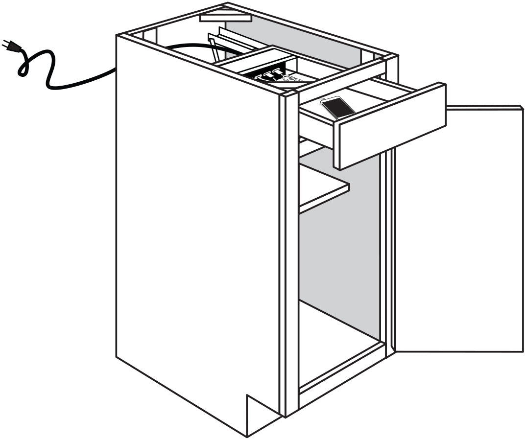 Base w\ Charging Drawer 18 W X 34-1\2 H X 24 D - Upton Recessed by JSI