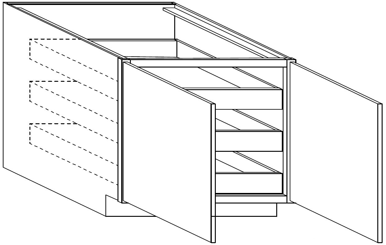Base w\ Full-Height & 3 Roll Out Tray Cabinet 24 W X 34-1\2 H X 24 D - Niagara Stain by Legend