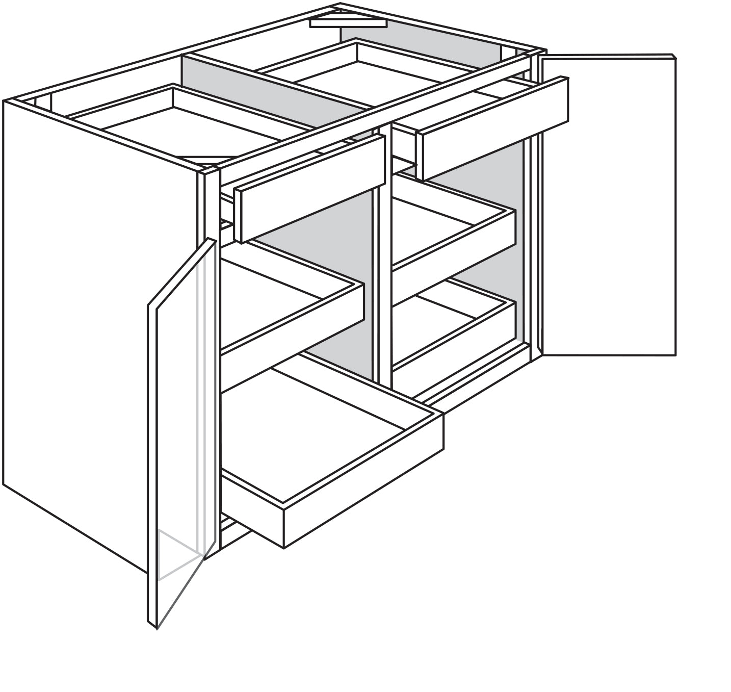 Base w\ soft-close rollout 42 W X 34-1\2 H X 24 D - Upton Recessed by JSI