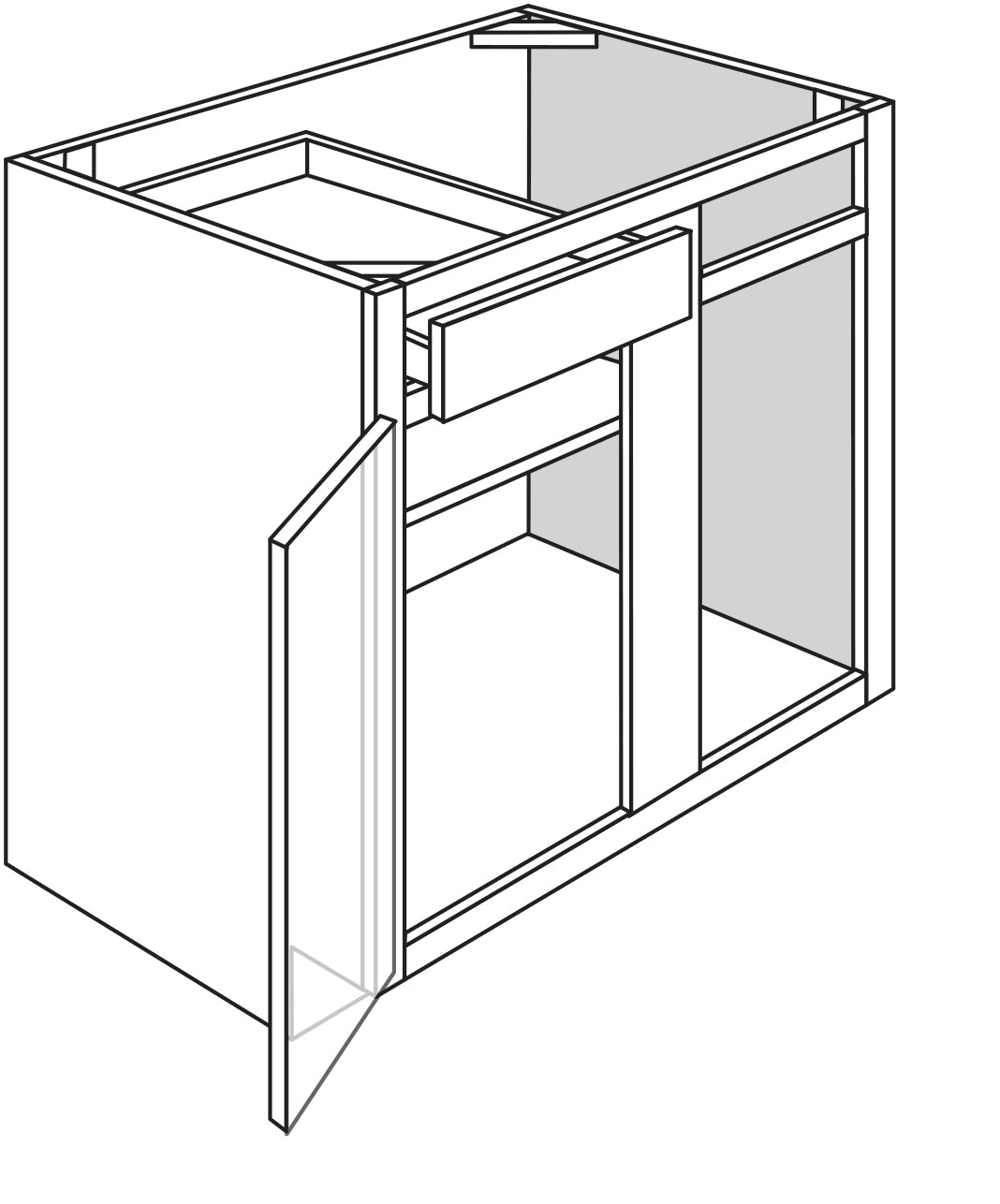 Base Blind Corner 36 W X 34-1\2 H X 24 D - (Installation width of 42-45") Regal Oak by Horning
