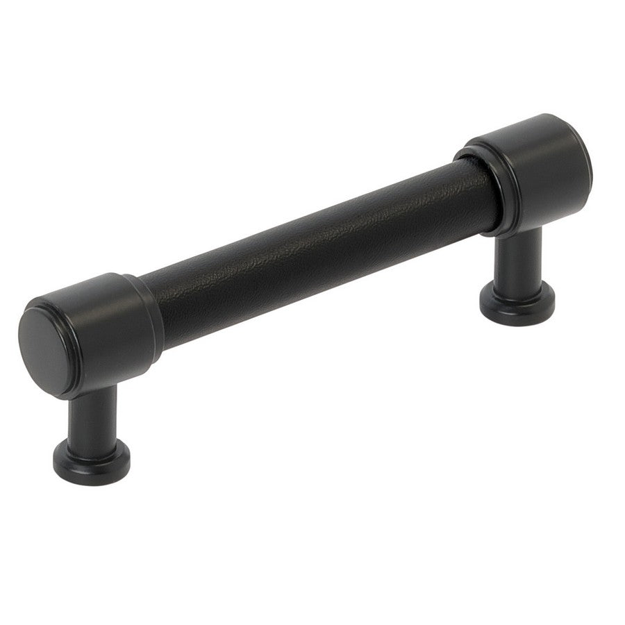 Amerock Fairlane Pull 3-3/4 in. Center-to-Center Black Leather/Matte Black