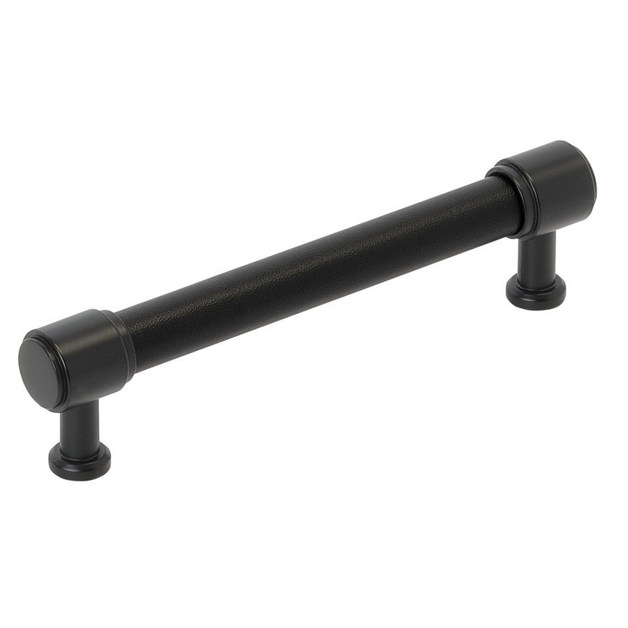 Amerock Fairlane Pull 5-1/16 in. Center-to-Center Black Leather/Matte Black