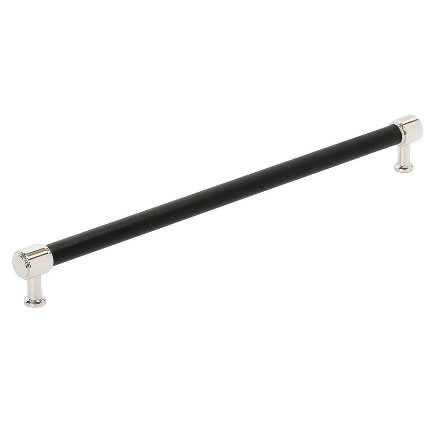 Amerock Fairlane Appliance Pull  Black Leather/Polished Nickel 18" Center to Center