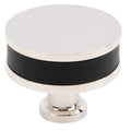Amerock Fairlane Knob  Black Leather/Polished Nickel 1-1/2" Diameter