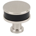 Amerock Fairlane Knob  Black Leather/Satin Nickel 1-1/4" Diameter