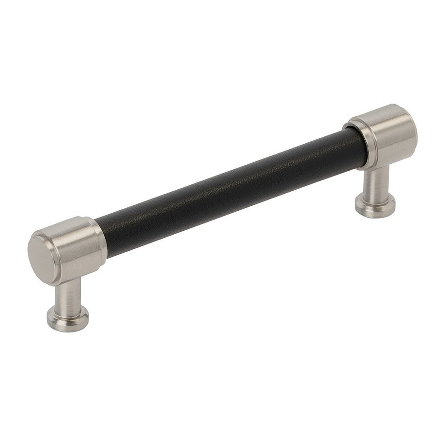 Amerock Fairlane Pull 5-1/16 in. Center-to-Center Black Leather/Satin Nickel