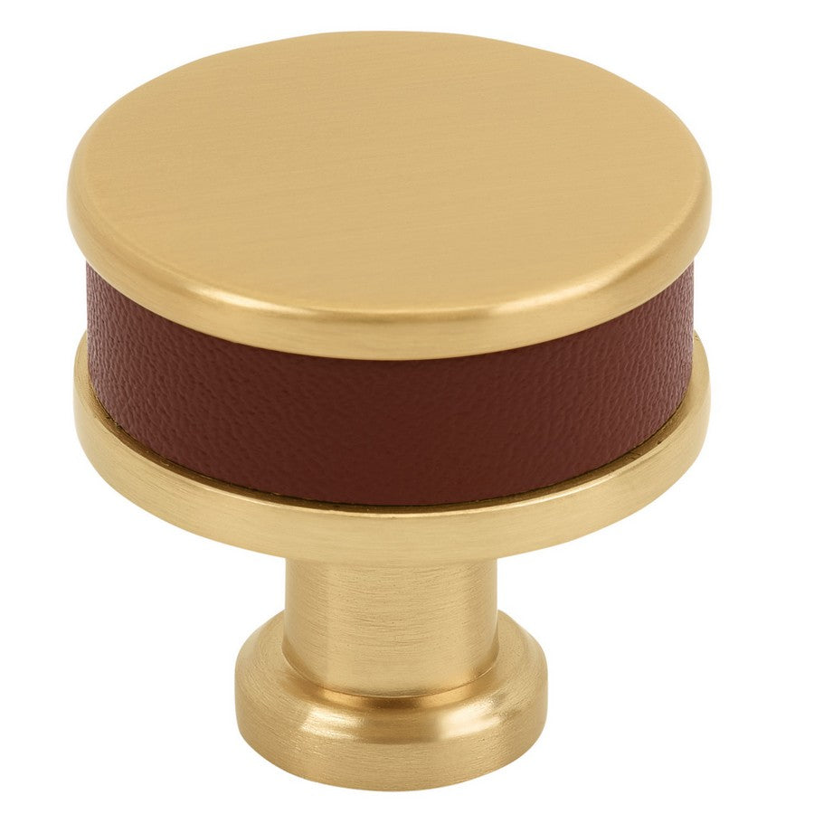 Amerock Fairlane Knob Brown Leather/Champagne Bronze 1-1/4" Diameter