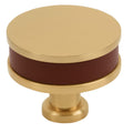 Amerock Fairlane Knob  Brown Leather/Champagne Bronze 1-1/2" Diameter