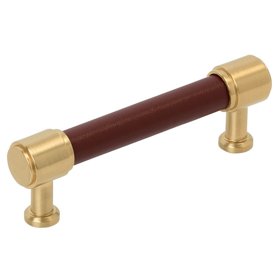 Amerock Fairlane Pull 3-3/4 in. Center-to-Center Brown Leather/Champagne Bronze