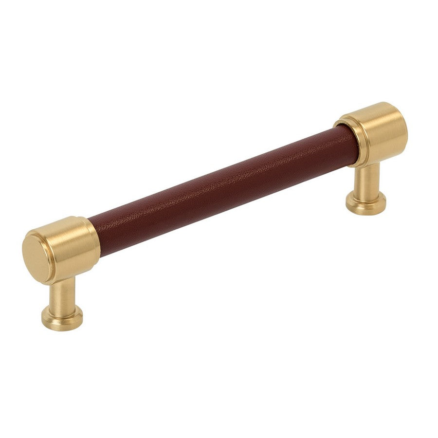 Amerock Fairlane Pull 5-1/16 in. Center-to-Center Brown Leather/Champagne Bronze