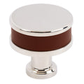 Amerock Fairlane Knob  Brown Leather/Polished Nickel 1-1/4" Diameter