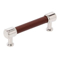 Amerock Fairlane Pull 3-3/4" Center To Center Brown Leather/Polished Nickel
