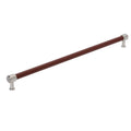 Amerock Fairlane Appliance Pull  Brown Leather/Satin Nickel 24" Center to Center