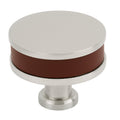 Amerock Fairlane Knob  Brown Leather/Satin Nickel 1-1/2" Diameter