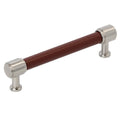 Amerock Fairlane Pull 5-1/16" Center To Center Brown Leather/Satin Nickel