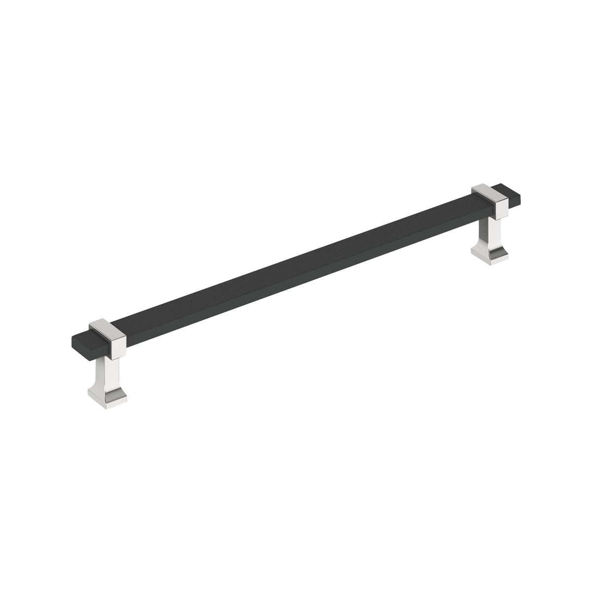 Amerock Overton Pull Matte Black/Polished Chrome 12 in. Center-to-Center