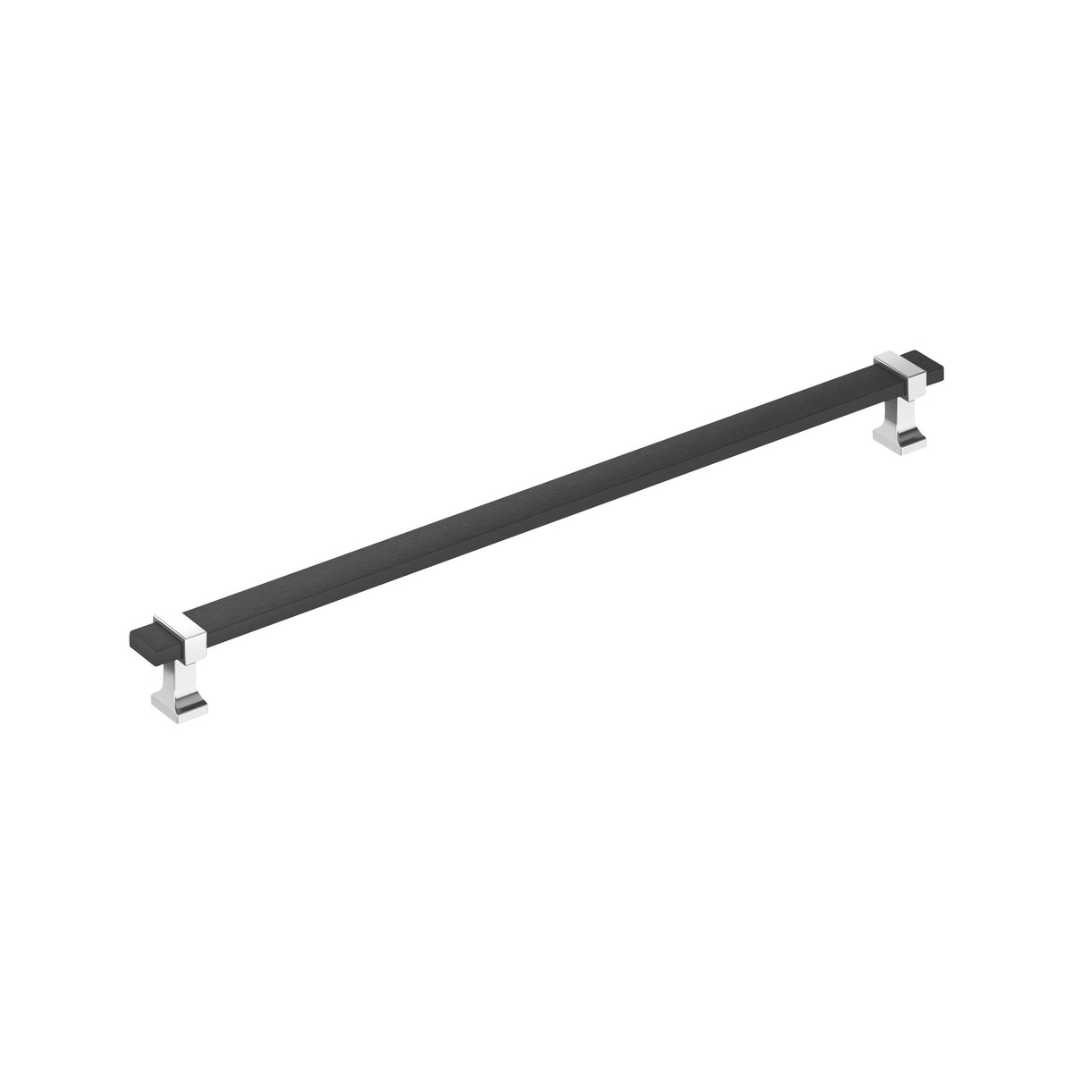 Amerock Overton Pull Matte Black/Polished Chrome 12-5/8 in. Center-to-Center