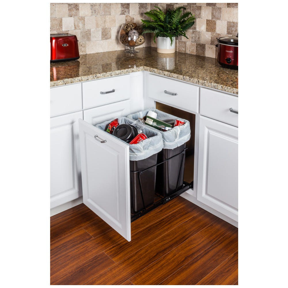 Single Can Wire Bottom Bottom-Mount Trashcan Pullout, Heavy Duty