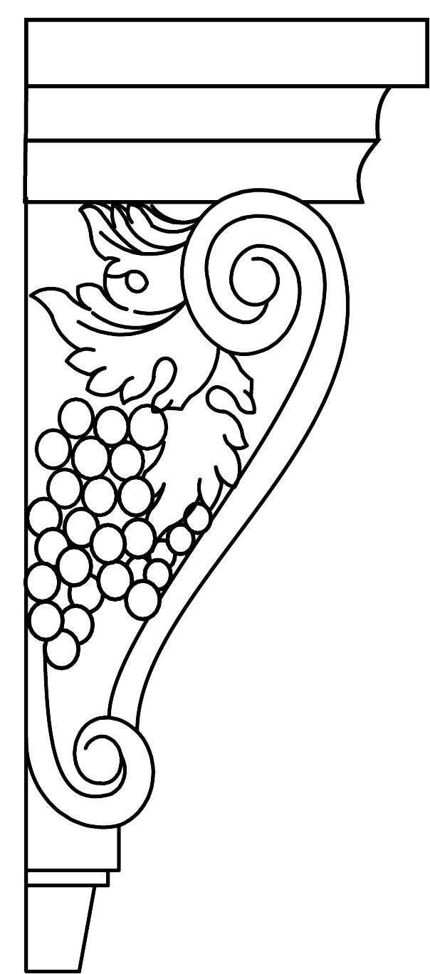 Grape Corbel 4 W X 10 H X 5 D - Hallmark Frost by Fabuwood