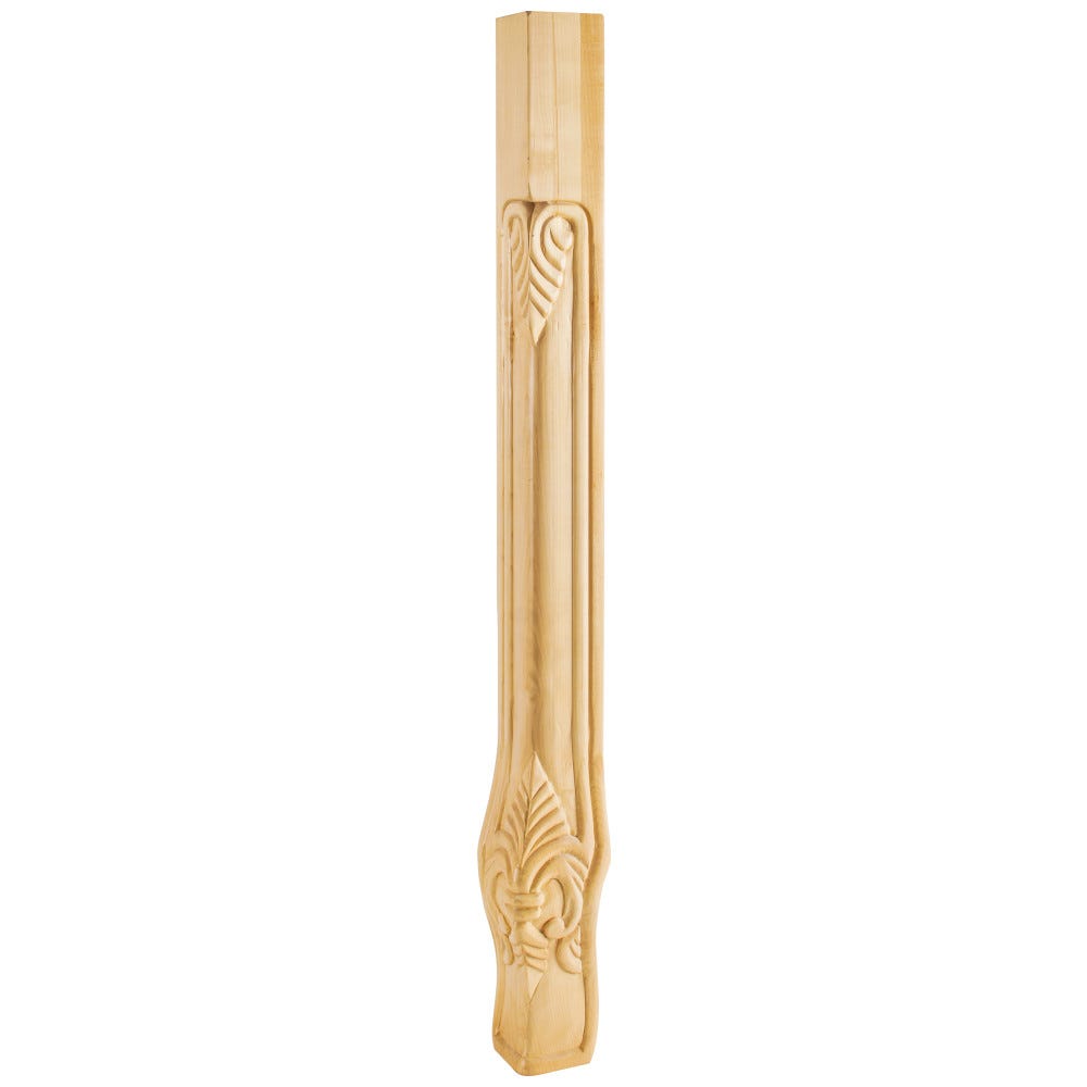 Hardware Resources Acanthus Corner Leg Rubberwood 35-1/4" Length