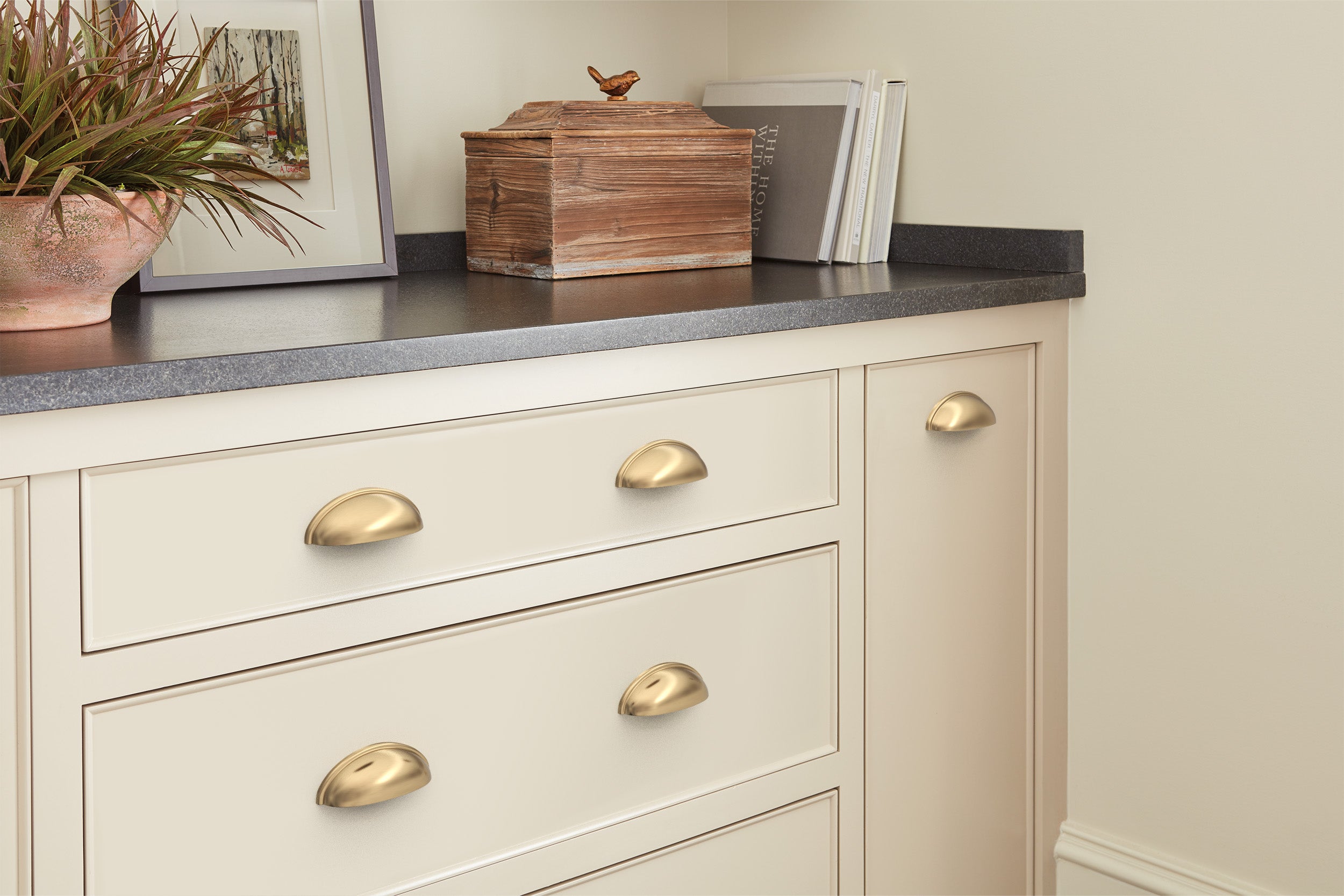 Amerock Ravino Cup Pull 3" Center-to-Center, Champagne Bronze