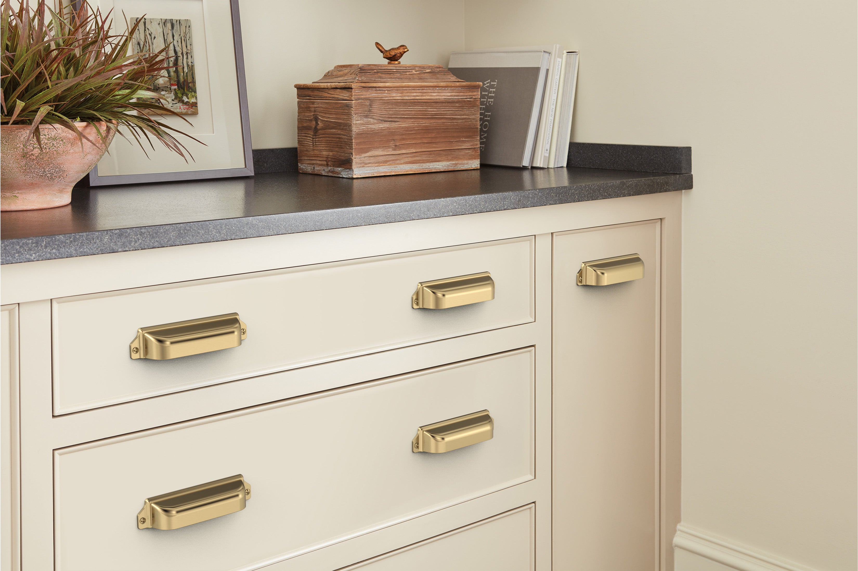 Amerock Haven Cup Pull 3 3-3/4" Center To Center, Champagne Bronze