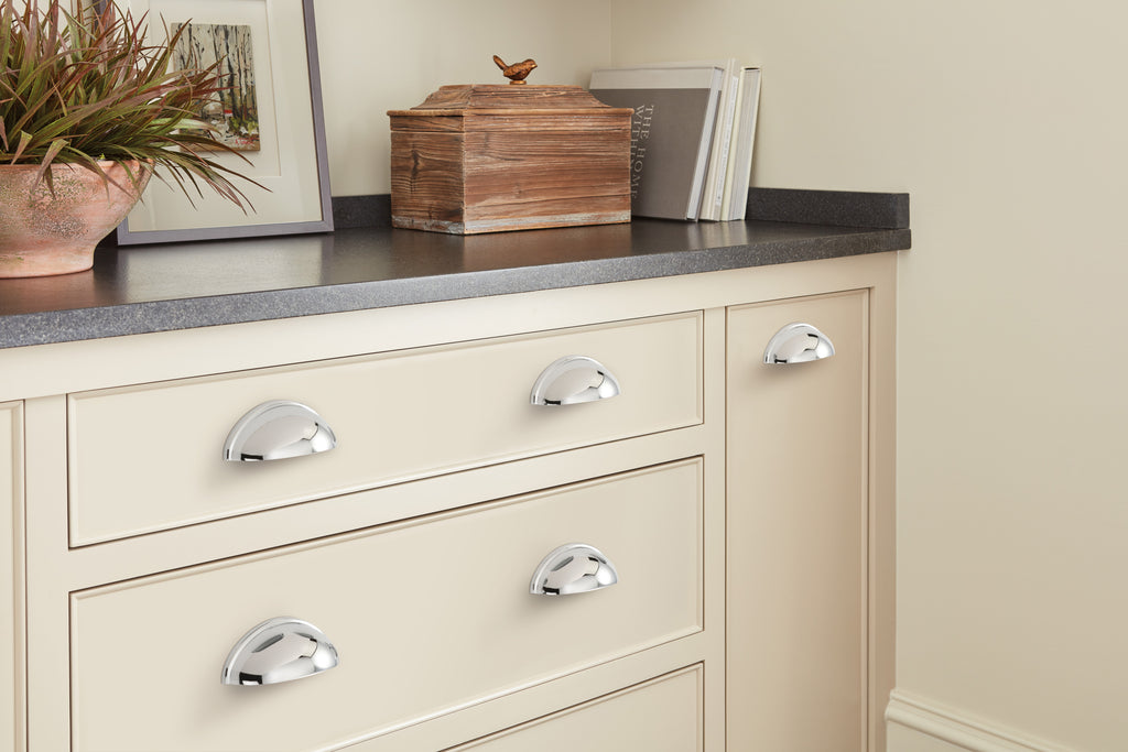 Amerock Ravino Cup Pull 3" Center-to-Center, Polished Chrome