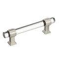 Amerock Glacio Pull  Clear/Satin Nickel 3-3/4" Center to Center
