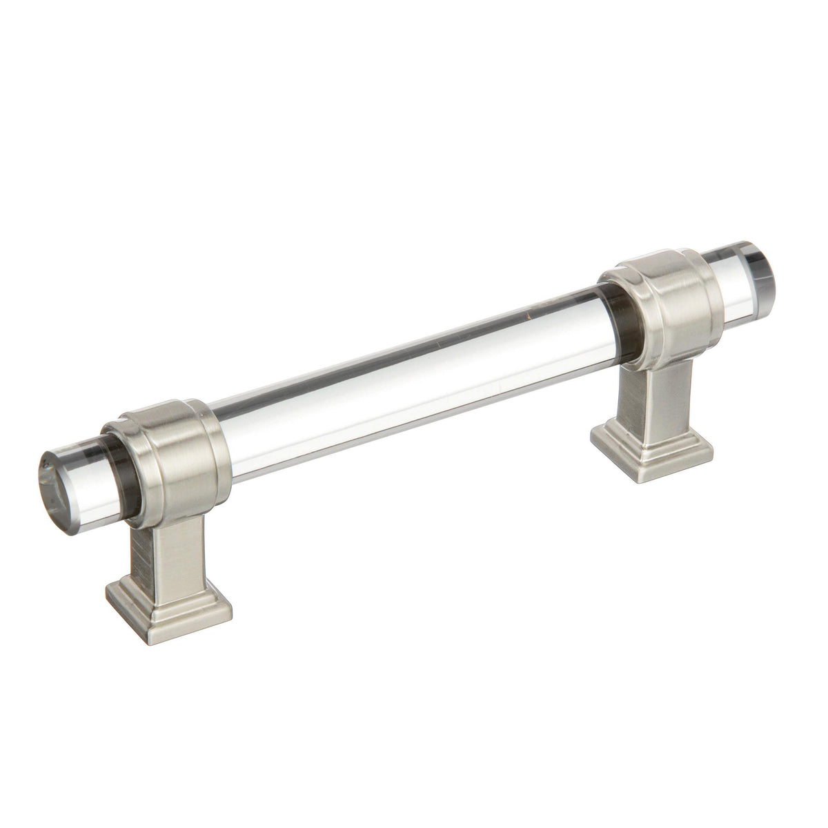 Amerock Glacio Pull Clear/Satin Nickel 3-3/4 in. Center-to-Center