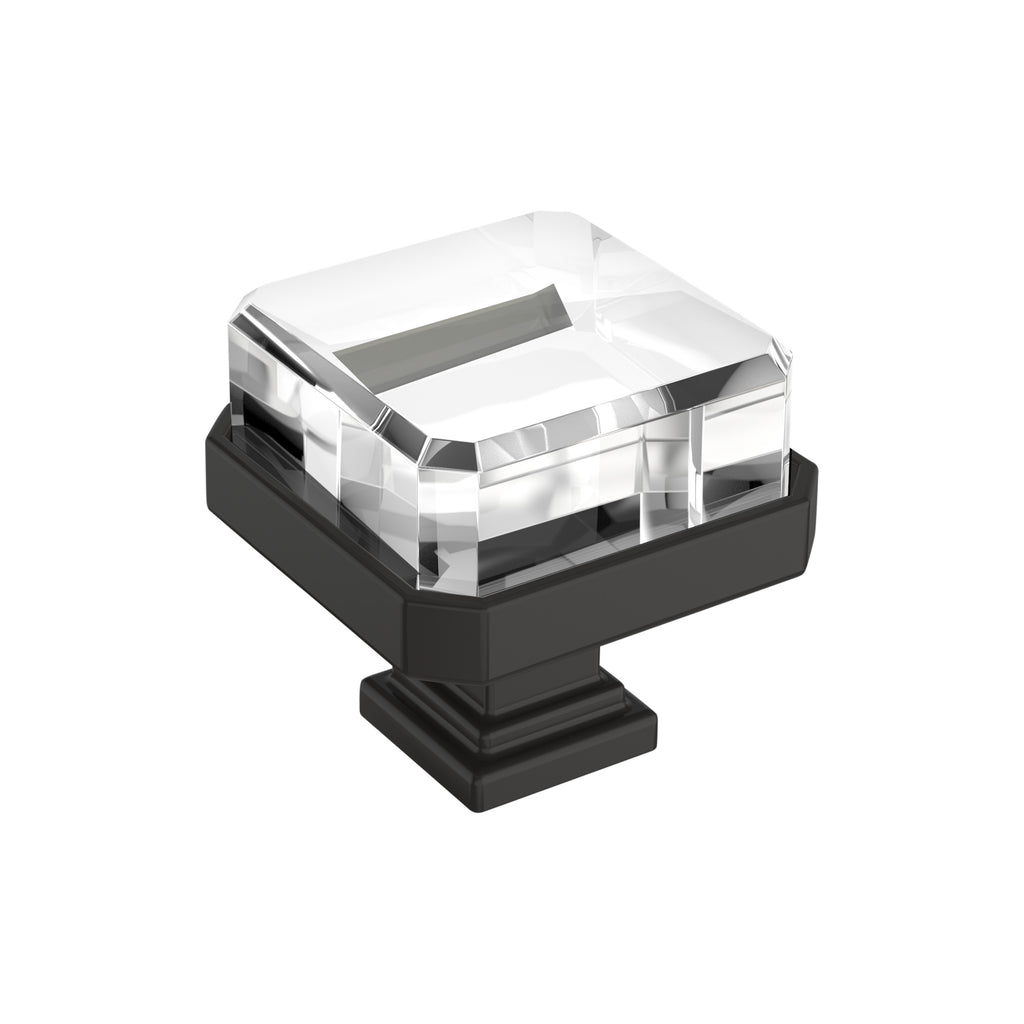 Amerock Glacio Premium Square Knob  Clear/Black Bronze