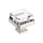 Amerock Glacio Premium Square Knob  Clear/Satin Nickel