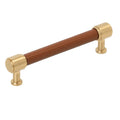 Amerock Fairlane Pull 5-1/16" Center To Center Cognac Leather/Champagne Bronze