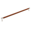 Amerock Fairlane Appliance Pull  Cognac Leather/Polished Nickel 24" Center to Center