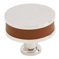 Amerock Fairlane Knob  Cognac Leather/Polished Nickel 1-1/2" Diameter