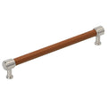 Amerock Fairlane Appliance Pull  Cognac Leather/Satin Nickel 12" Center to Center