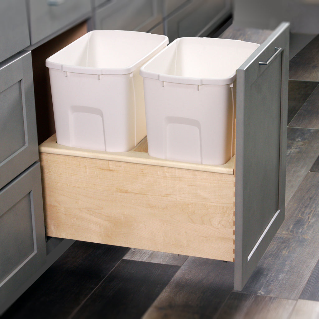 Meadow Lane Double Waste Bin Pullout 50 Quart, White