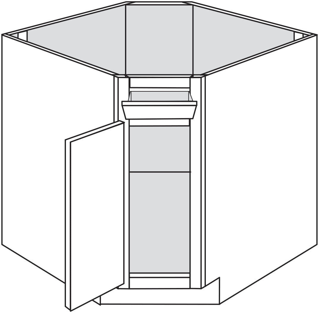 Diagonal Sink Base w\ tilt-out 36 W X 34-1\2 H X 36 D - Dover Oak by JSI