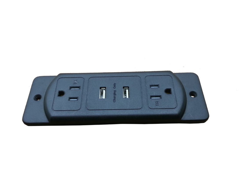 Power Supply, Recess Mount With 2 Outlets With Child Safety Locks And Two 2.1 A USB Ports