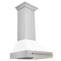 ZLine Matte White Shell w/ Champagne Bronze Handle 48 W X 23-3/4 D - by ZLine