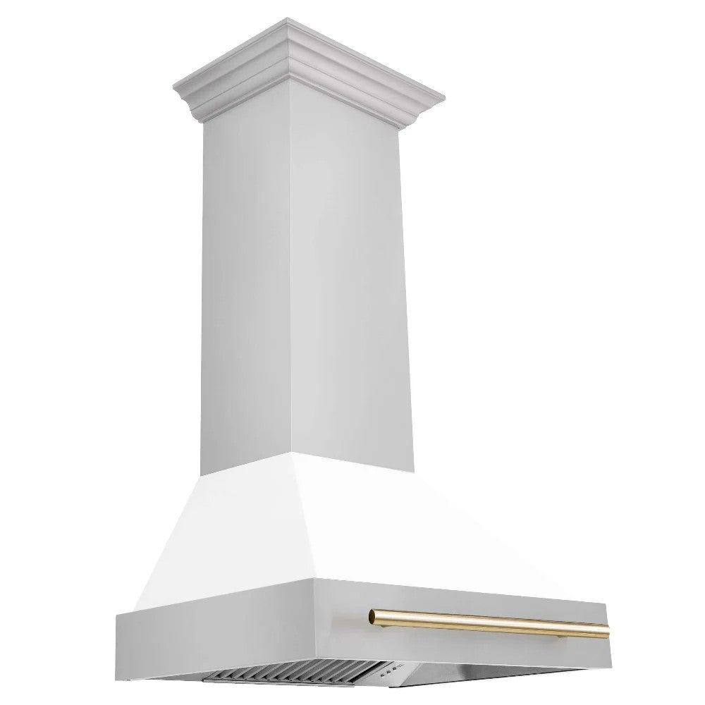 ZLine Matte White Shell w/ Gold Handle 36 W X 23-3/4 D - by ZLine