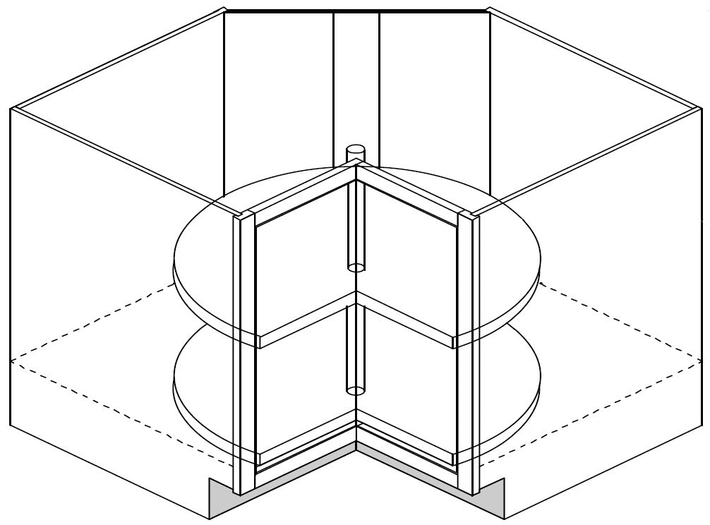 Lazy Susan Corner Base Cabinet 36 W X 34-1\2 H X 24 D (Plastic shelves) - Sierra Stain by Legend