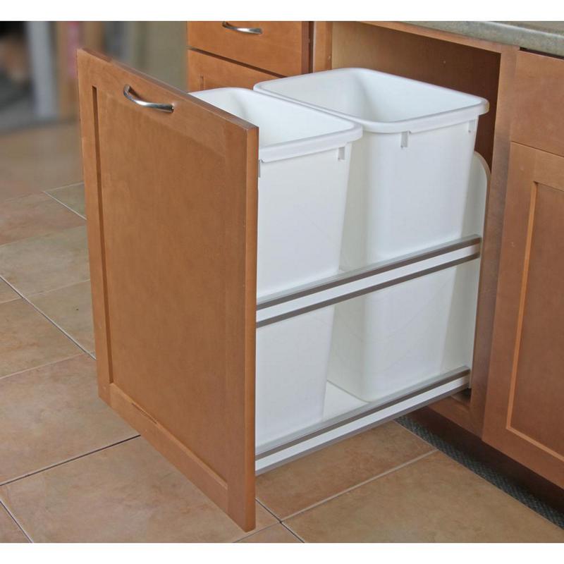 KV Soft-Close Under-Mount Waste Pull-out, Double 50 Quart, White