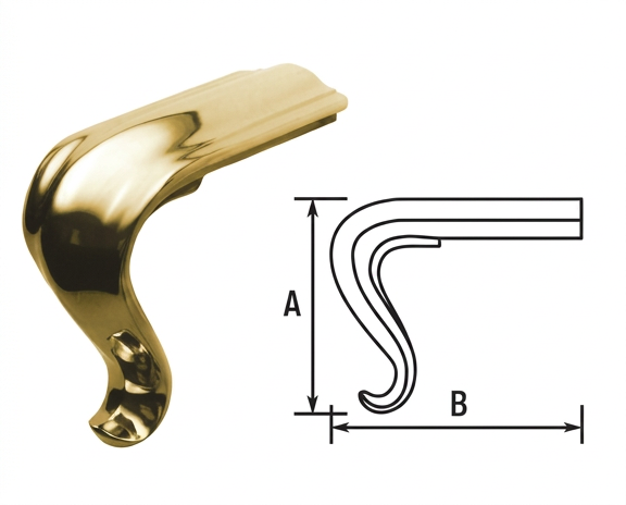 Cap Rail Lamb Tongue End Polished Brass