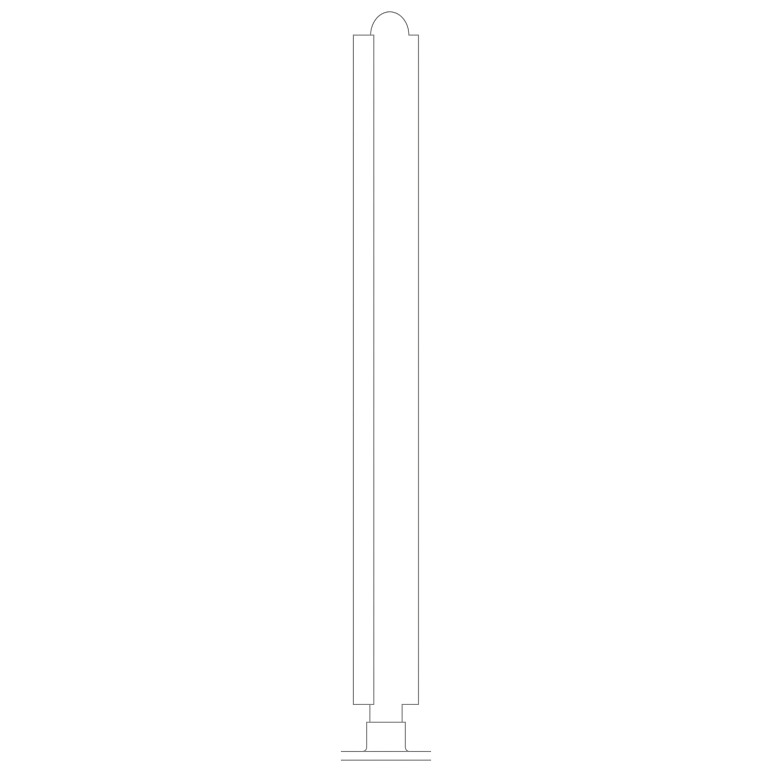 3/8" Dome Center Post for 2" Tubing Polished Brass